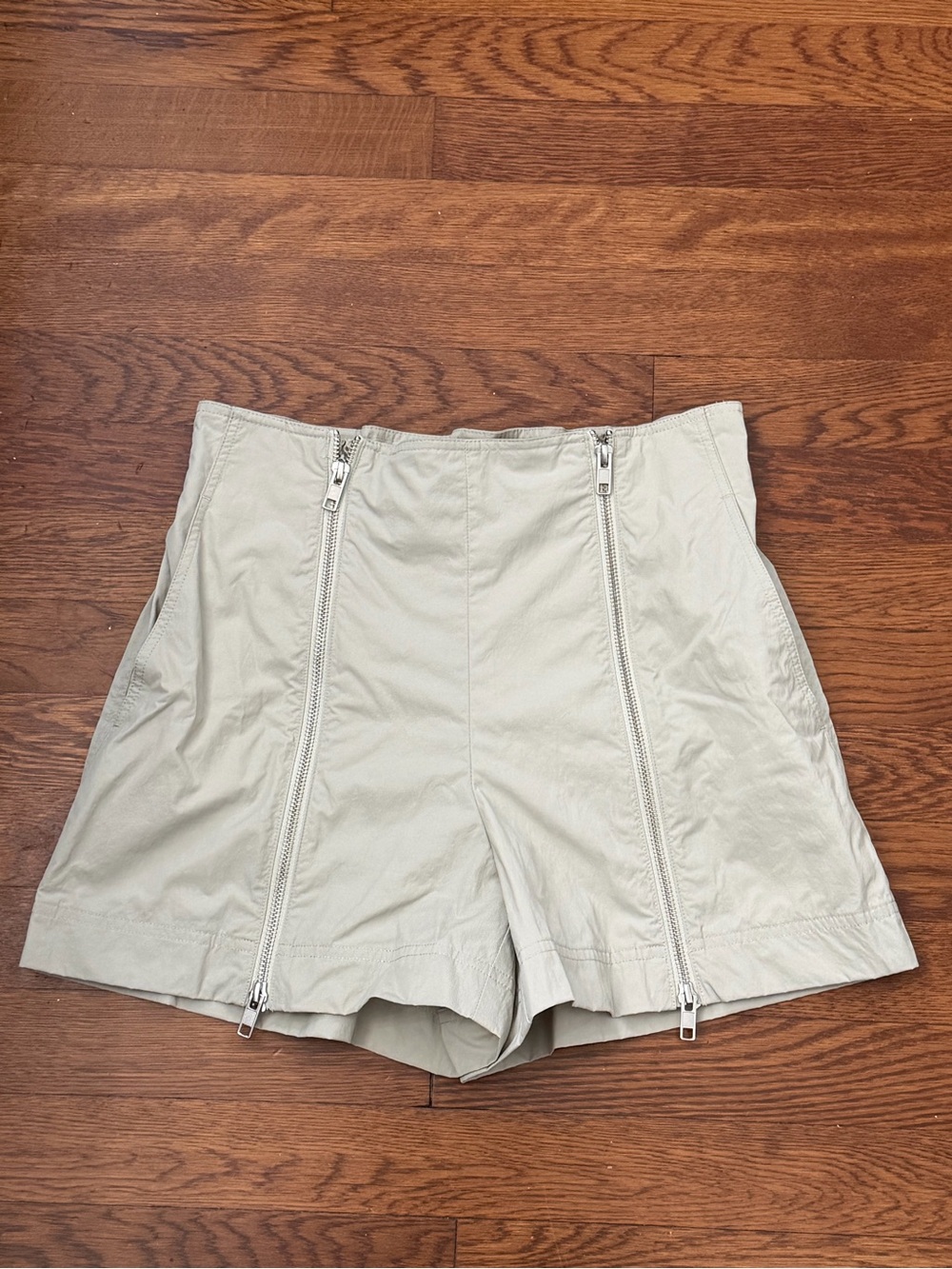 Helmut Lang Light Beige High-Waist Zip-Front Women’s Shorts